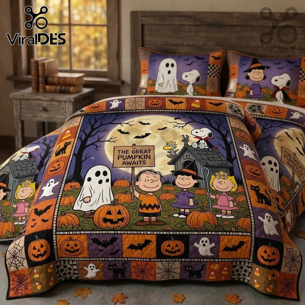 Peanuts Great Pumpkin Halloween Bedding Quilt Set
