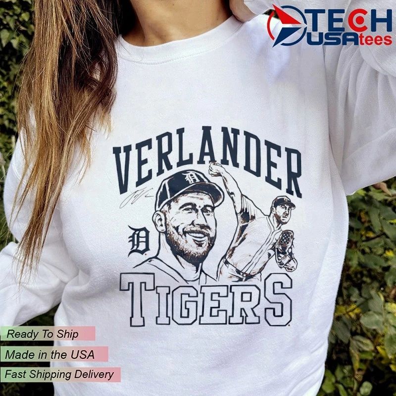 Detroit Tigers Justin Verlander portrait signature shirt by homage