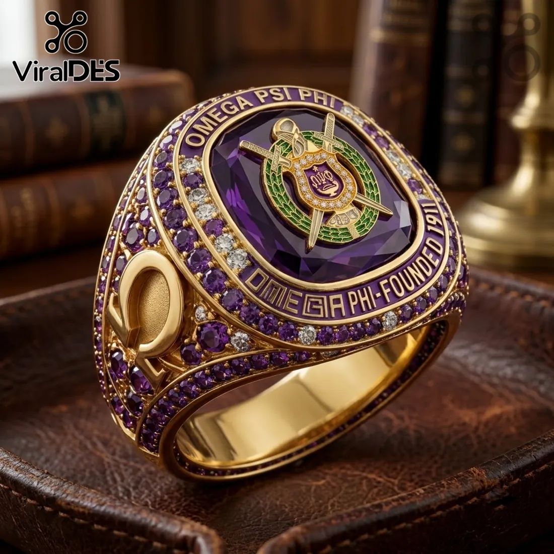 Omega Psi Phi Fraternity Premium Gold Ring