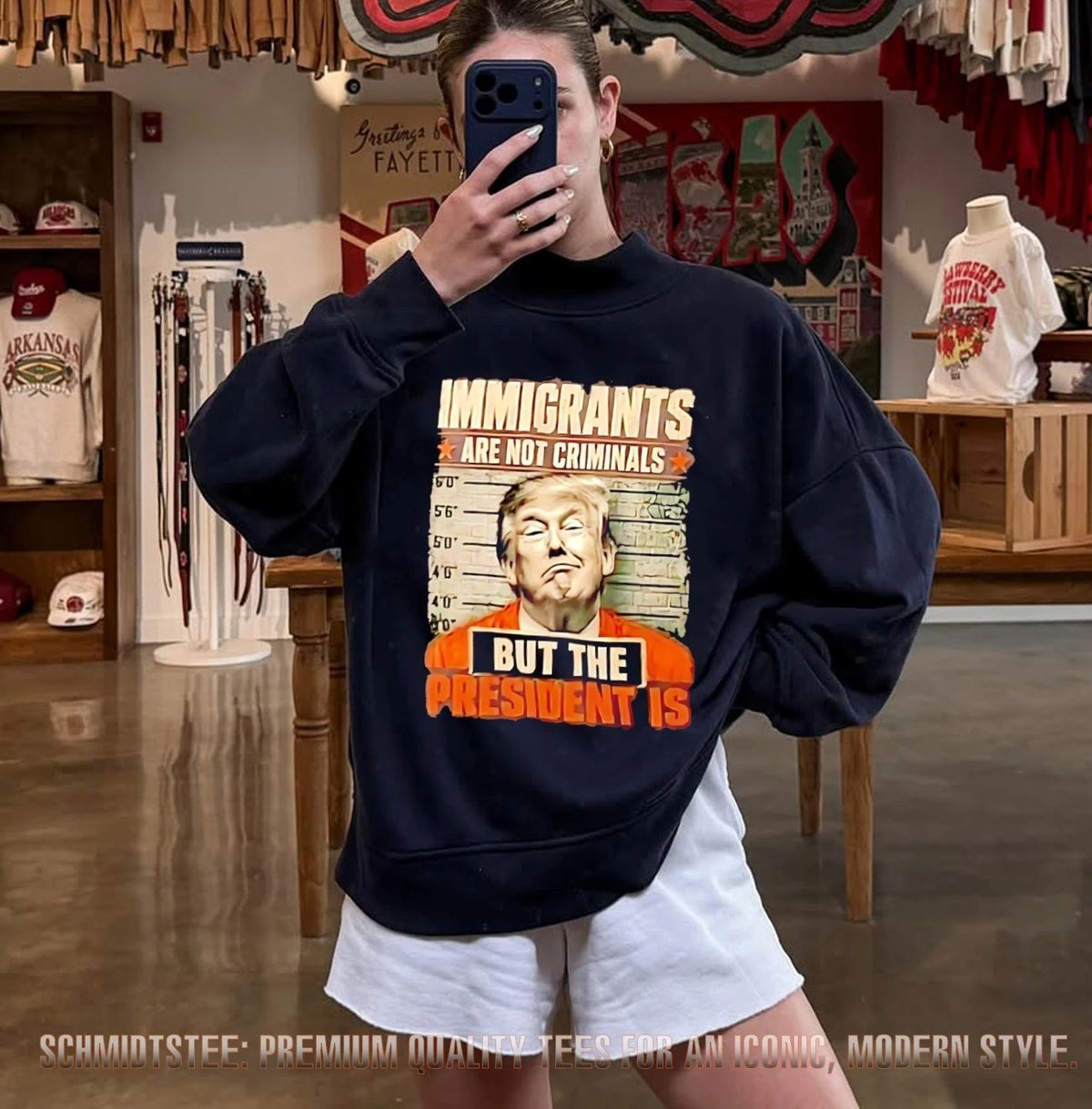 Donald Trump Immigrants Are Not Criminals But the President Is mugshot shirt