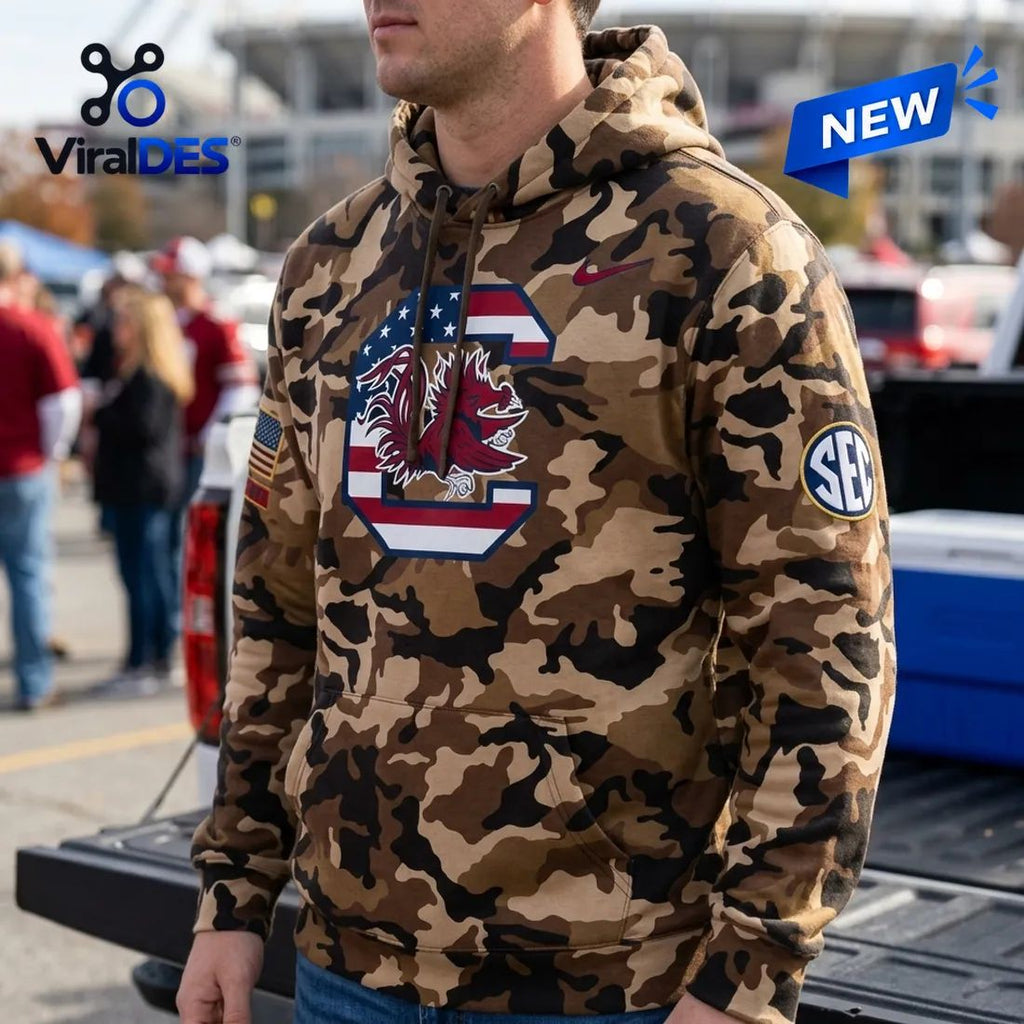 South Carolina Gamecocks Camo Military Appreciation Hoodie
