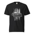 Modern Ford Mustang T-Shirt USA Flag Graphic Muscle Car Tee Black