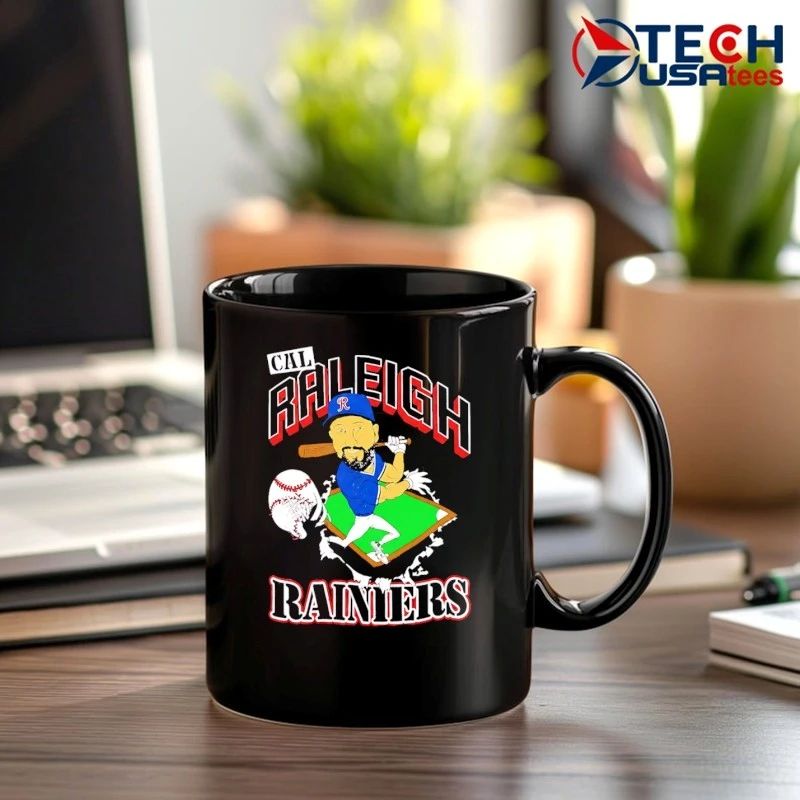 Cal Raleigh Rainiers catcher player caricature shirt