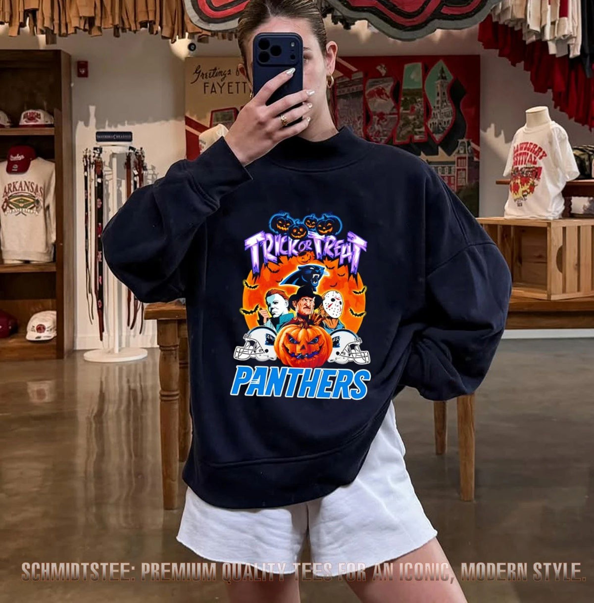 Carolina Panthers x Horror characters Trick Or Treart Halloween shirt