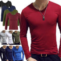 Men's Thermal Underwear Top Long Sleeve Compression Shirts V-Neck Base Layer Top