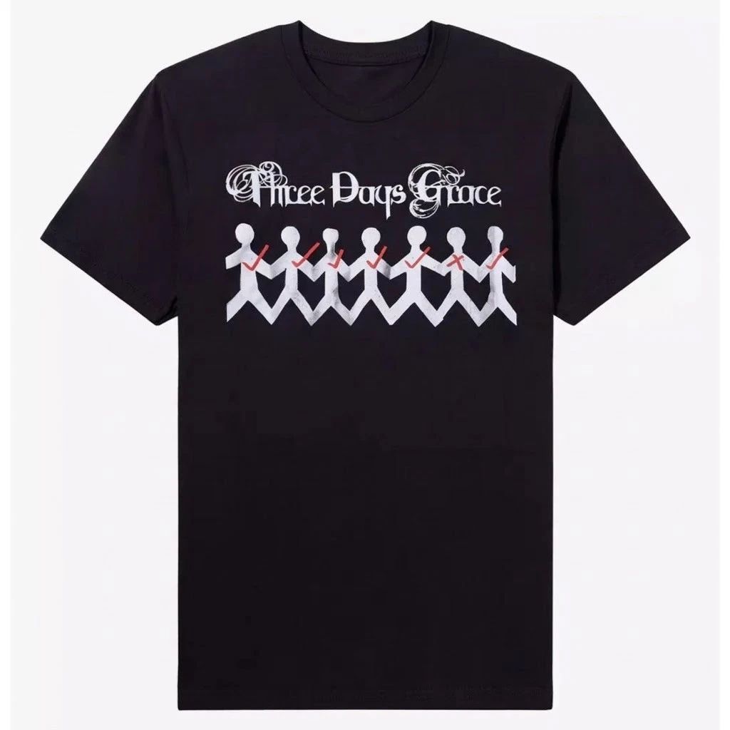 Three Days Grace T-Shirt One-X Album Cover Rock Band Black Graphic Tee Men's