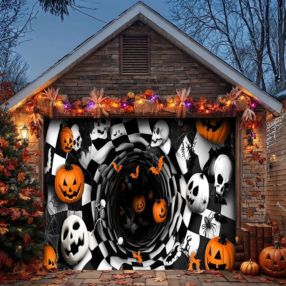 Spooky Pumpkin Vortex Halloween Garage Door Banner