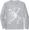 Skeleton Playing Guitar Music Gifts Rock Band Cool Long Sleeve Tshirt
