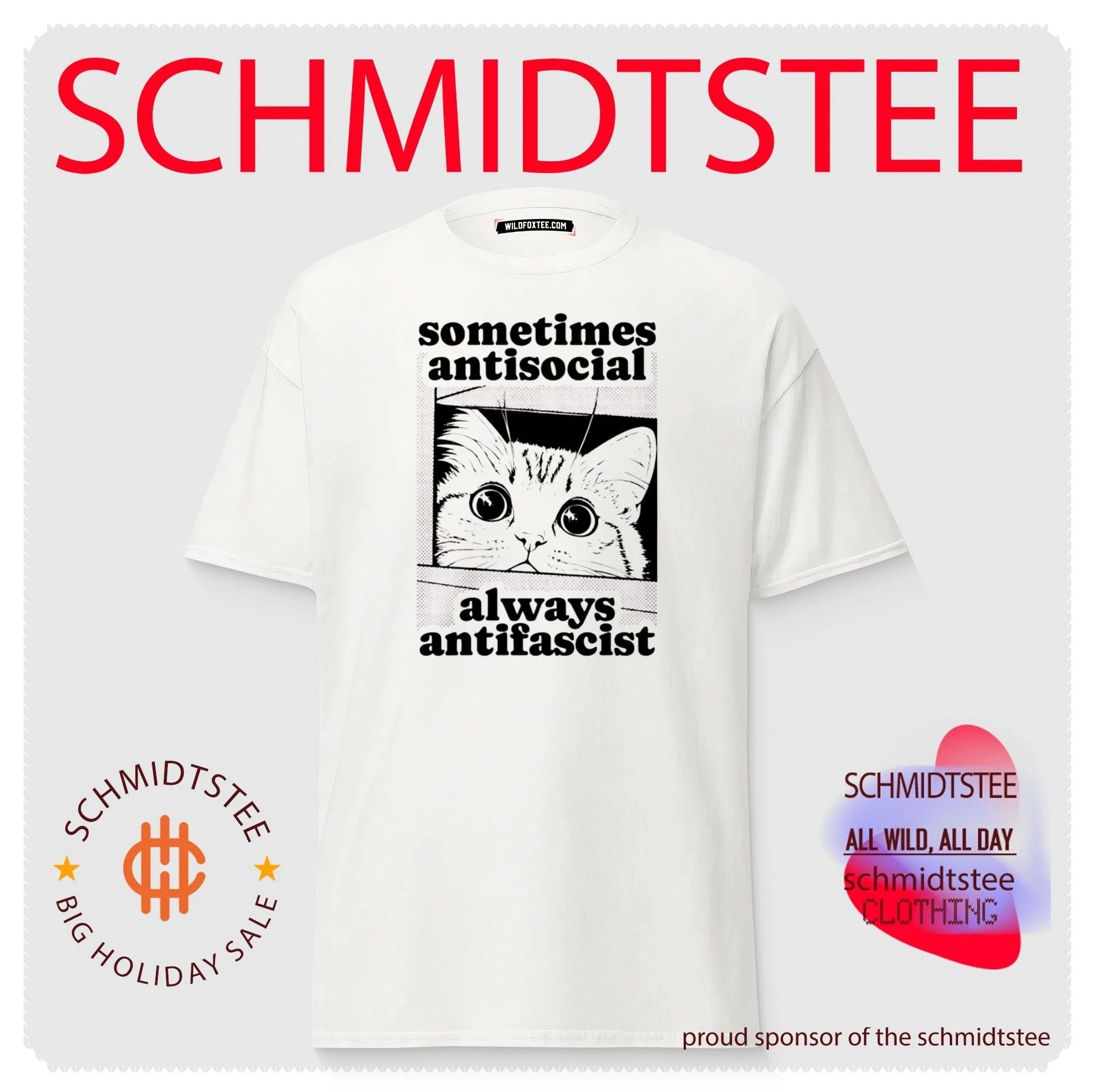 Cat sometimes antisocial always antifascist shirt
