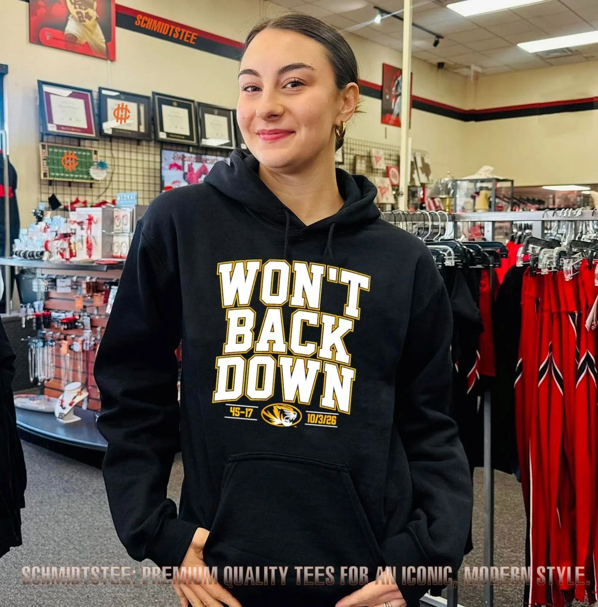 Missouri Tigers Won’t Back Down 45-17 score 2026 shirt