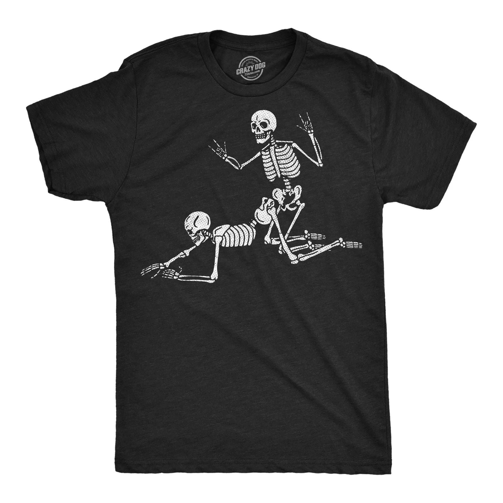 Mens Funny T Shirts Doggy Style Skeletons Sarcastic Sex Joke Graphic Novelty Tee