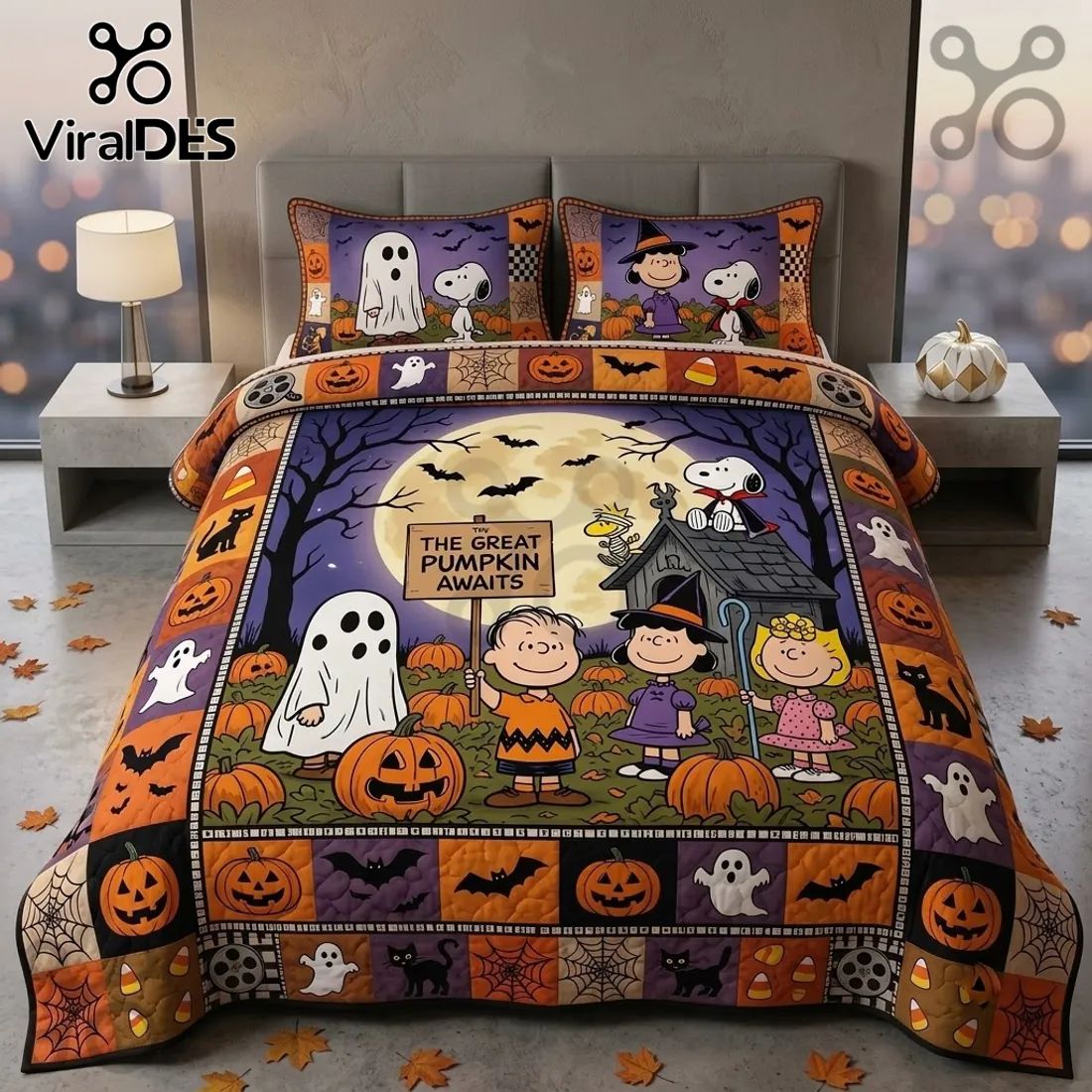 Peanuts Great Pumpkin Halloween Bedding Quilt Set