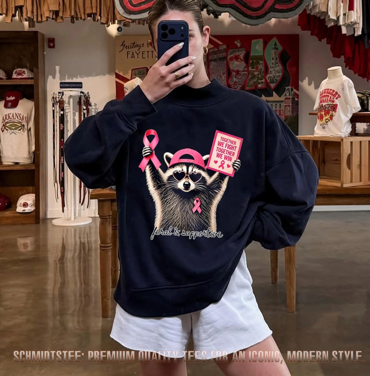 Raccoon ribbon together we fight together we win shirt