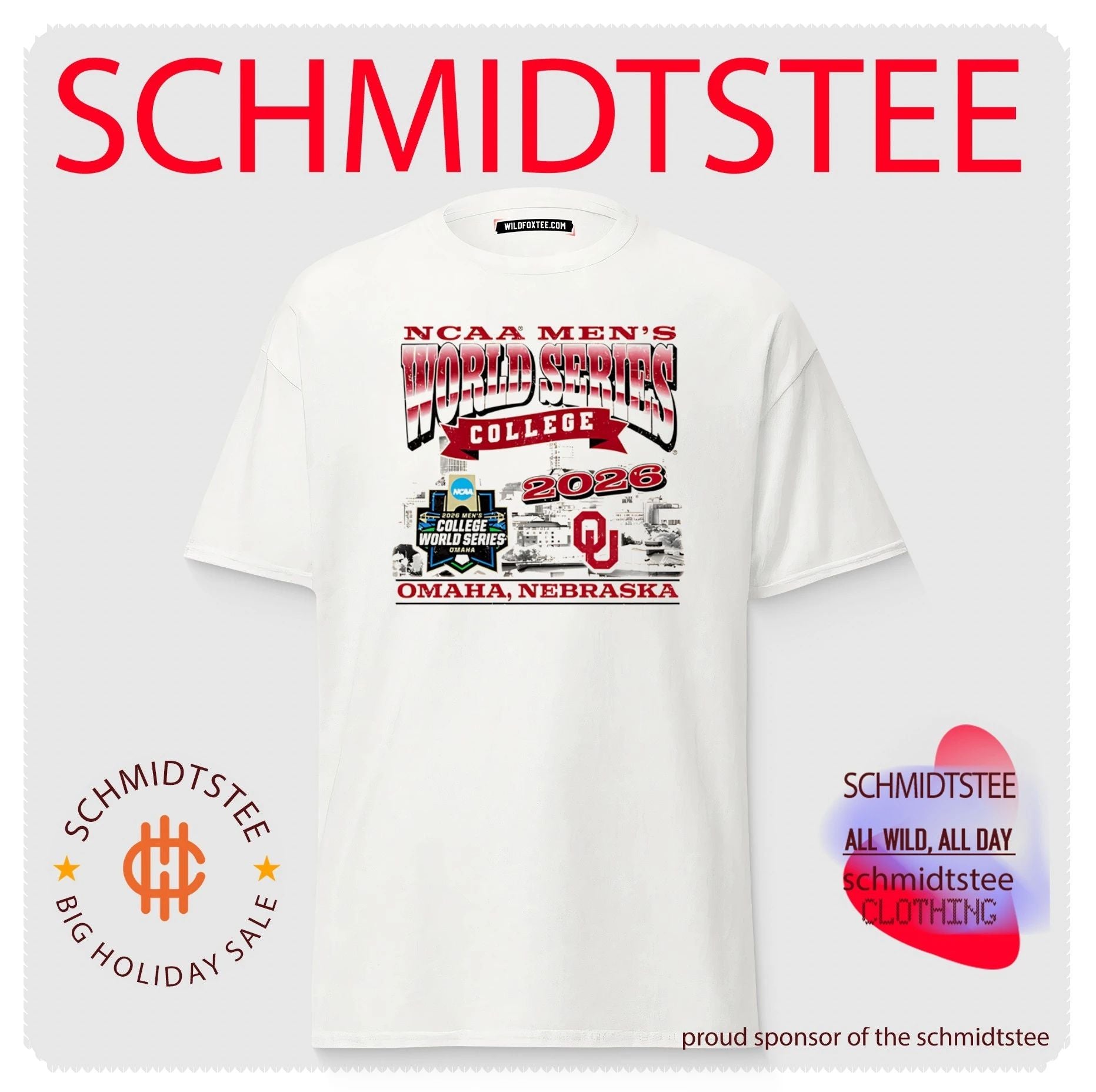 Oklahoma Baseball 2026 Men’s College World Series skyline shirt