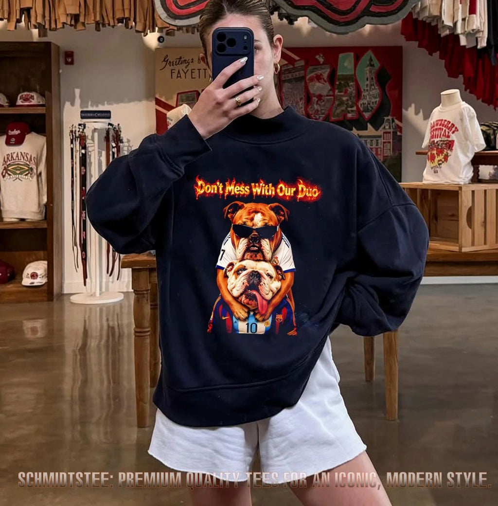 Real Madrid and Barcelona bulldogs meme don’t mee with our duo shirt
