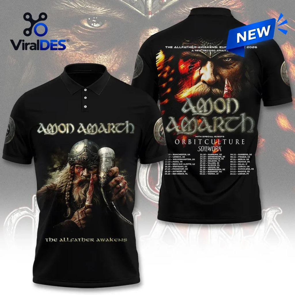 Amon Amarth The Allfather Awakens 2026 Tour Polo Shirt