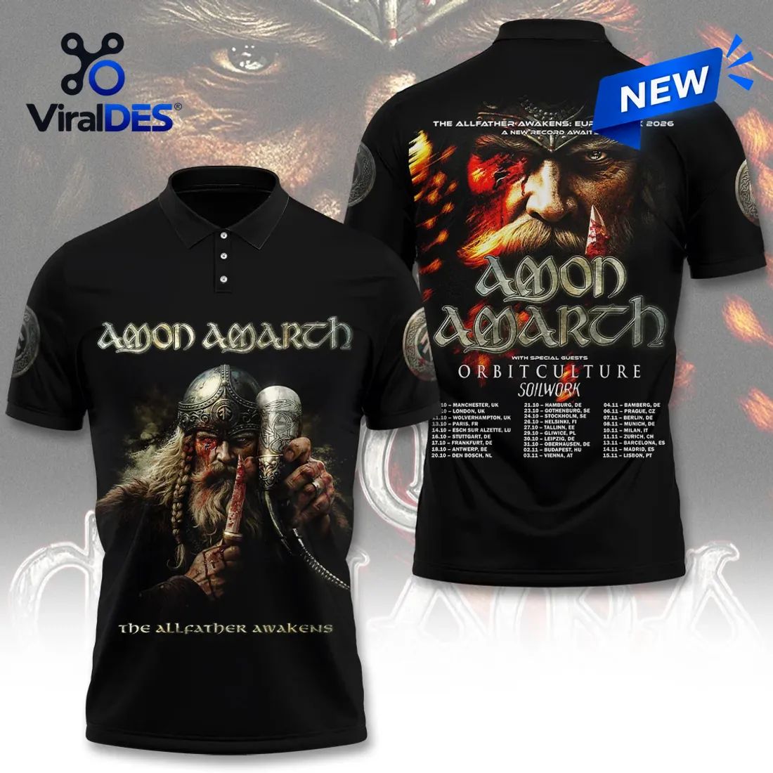 Amon Amarth The Allfather Awakens 2026 Tour Polo Shirt