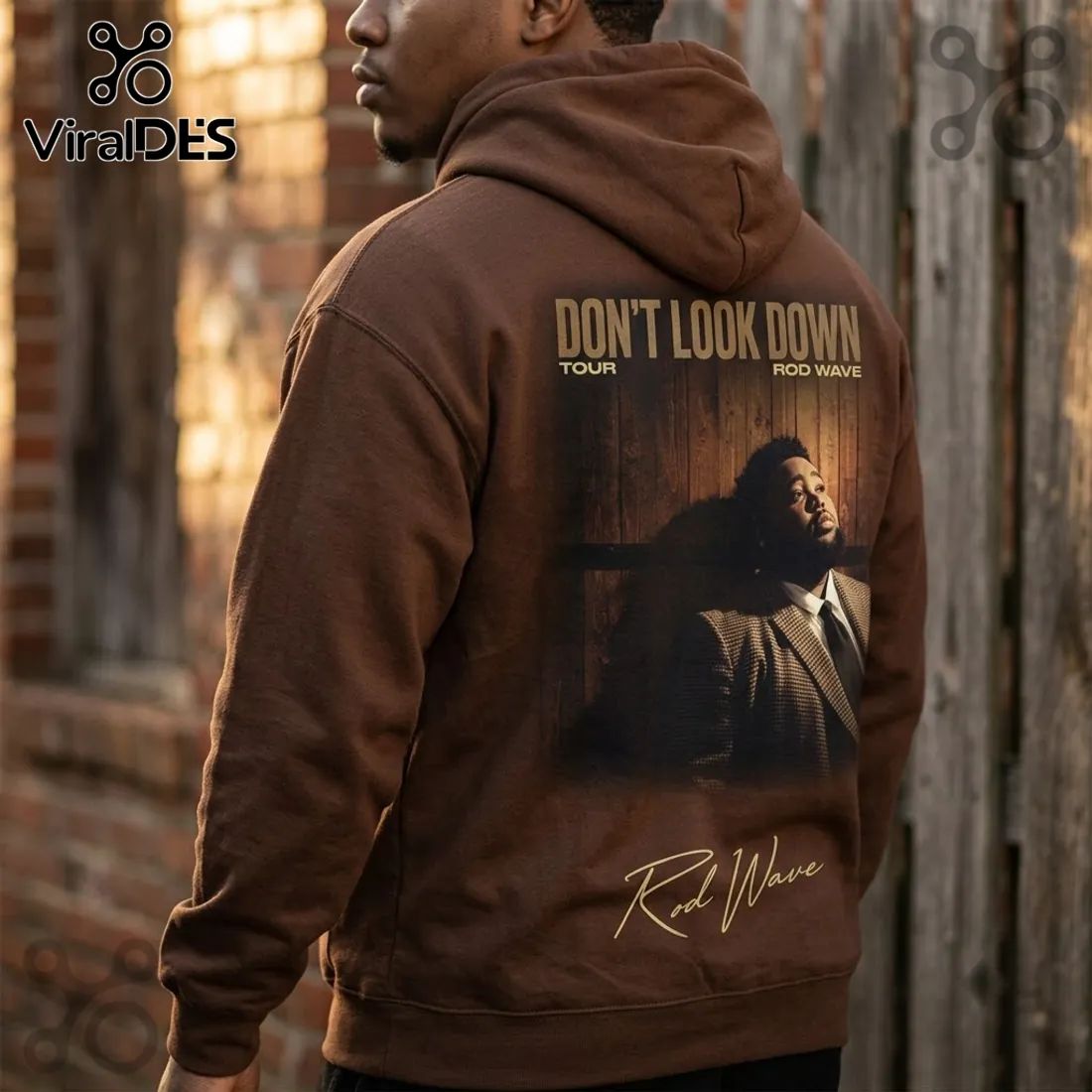 Rod Wave Don’t Look Down Signature Brown Hoodie