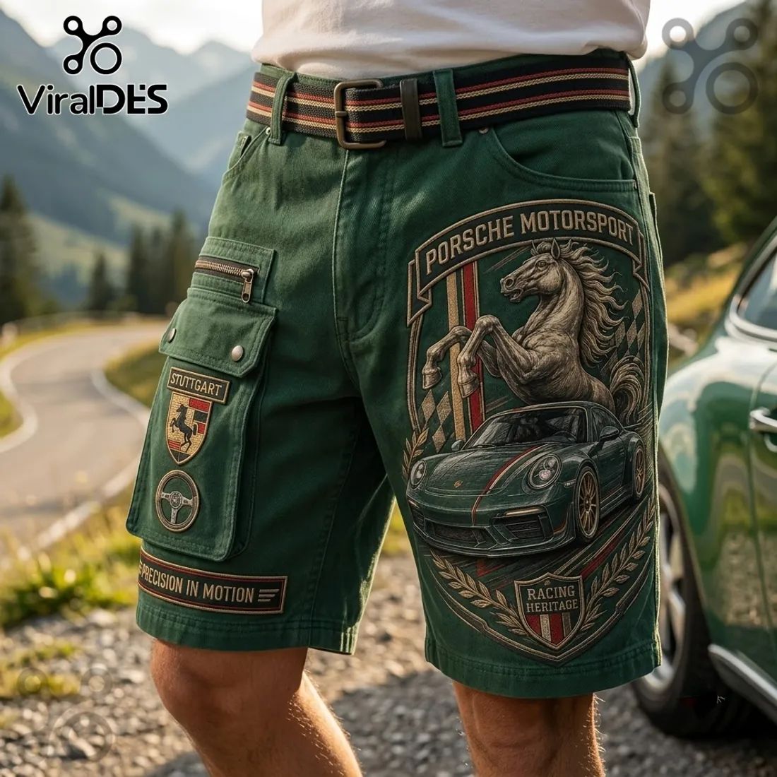 Porsche Motorsport Embossed Cargo Casual Shorts
