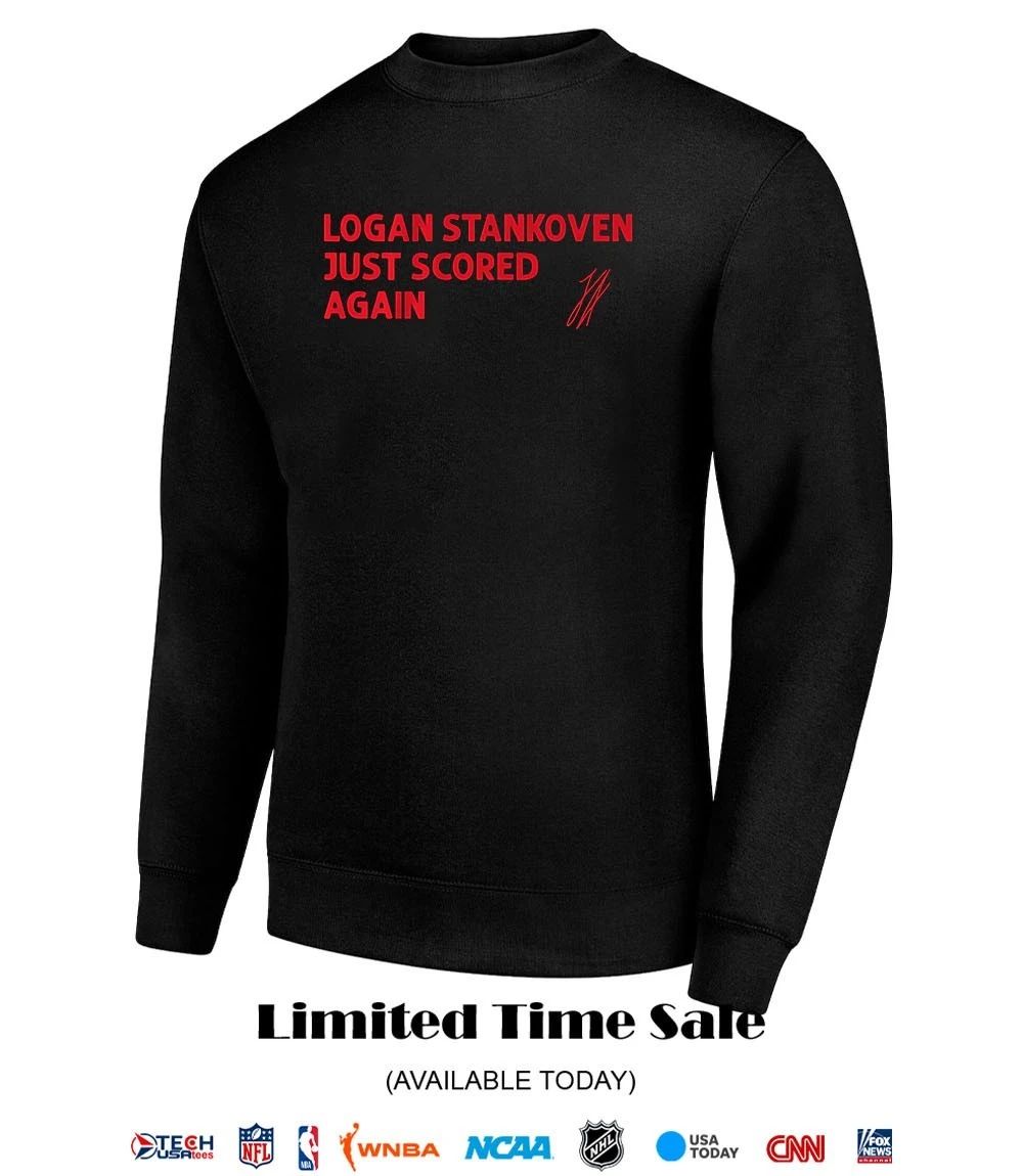 Logan Stankoven just scored again Carolina Hurricanes signature shirt
