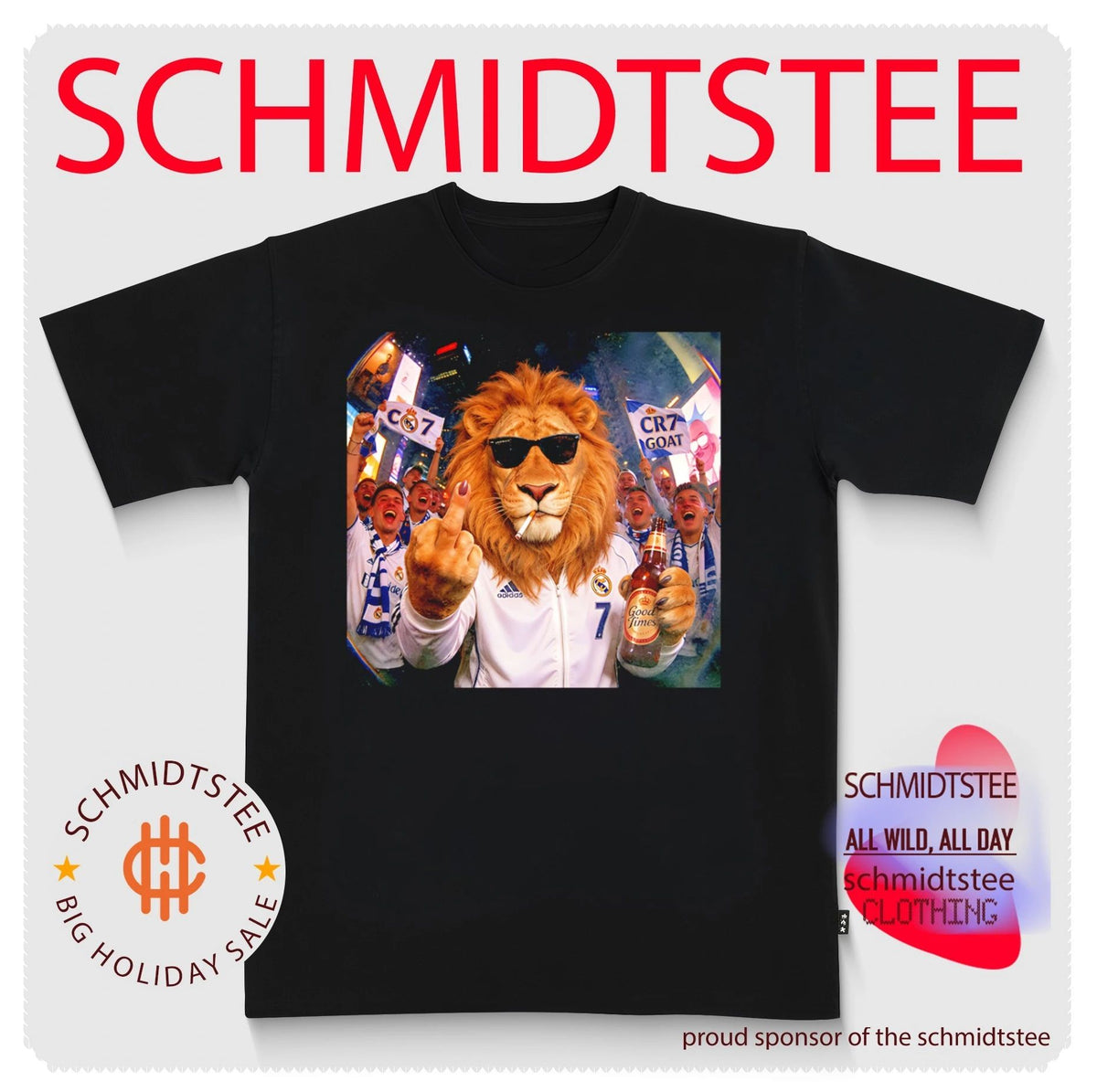 Real Madrid number 7 the Lion middle finger shirt