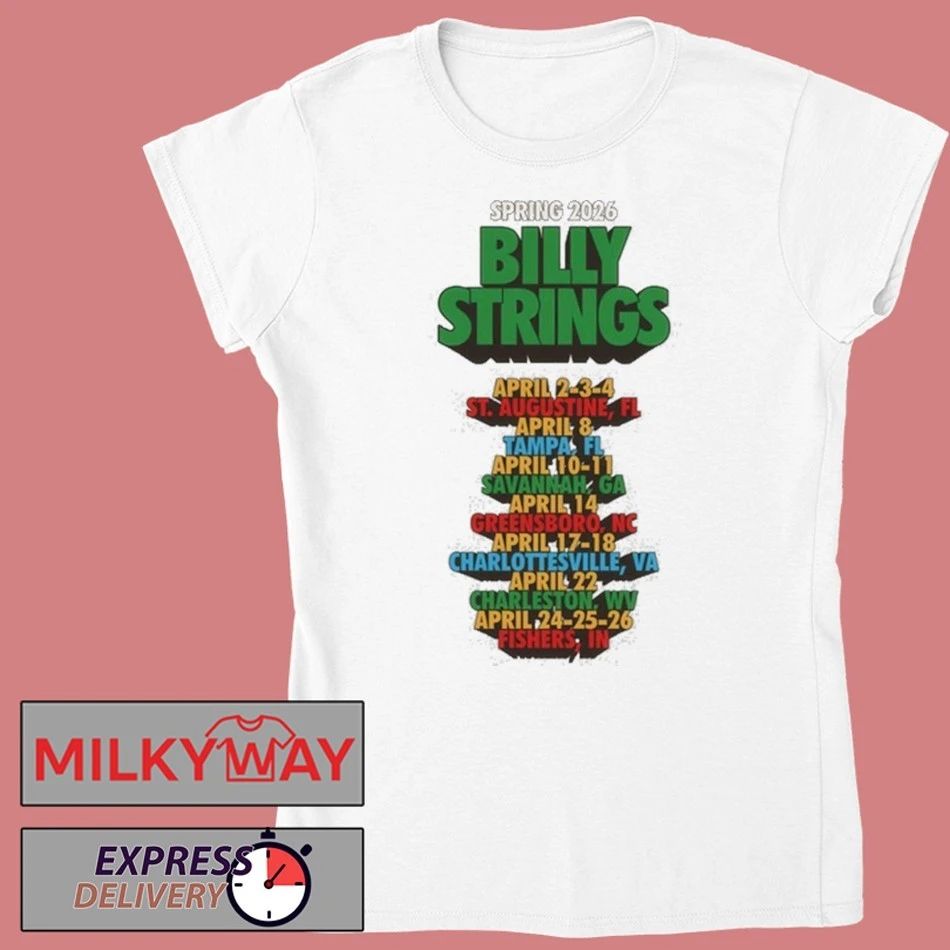 Billy Strings Spring 2026 Tour Funky Text Tee with Dates shirt