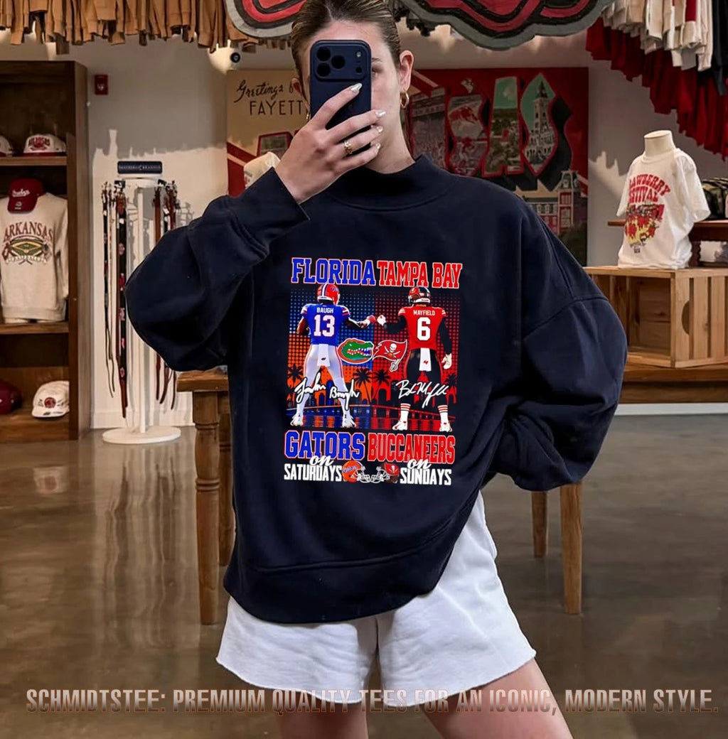 Florida Gators on Saturdays and Tampa Bay Buccaneers on Sundays skyline signature shirt