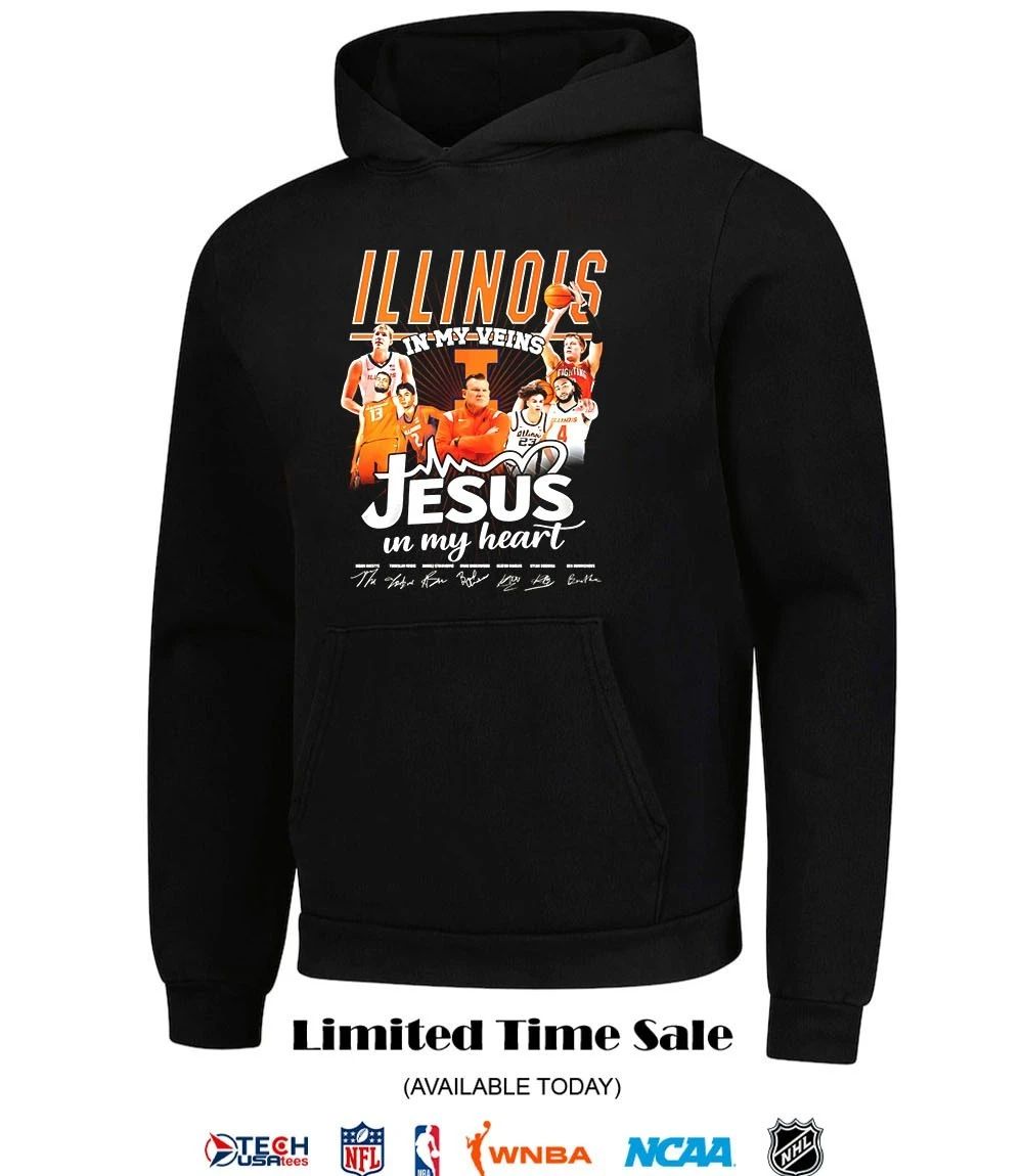 Illinois Fighting Illini in my veins Jesus in my heart signatures shirt