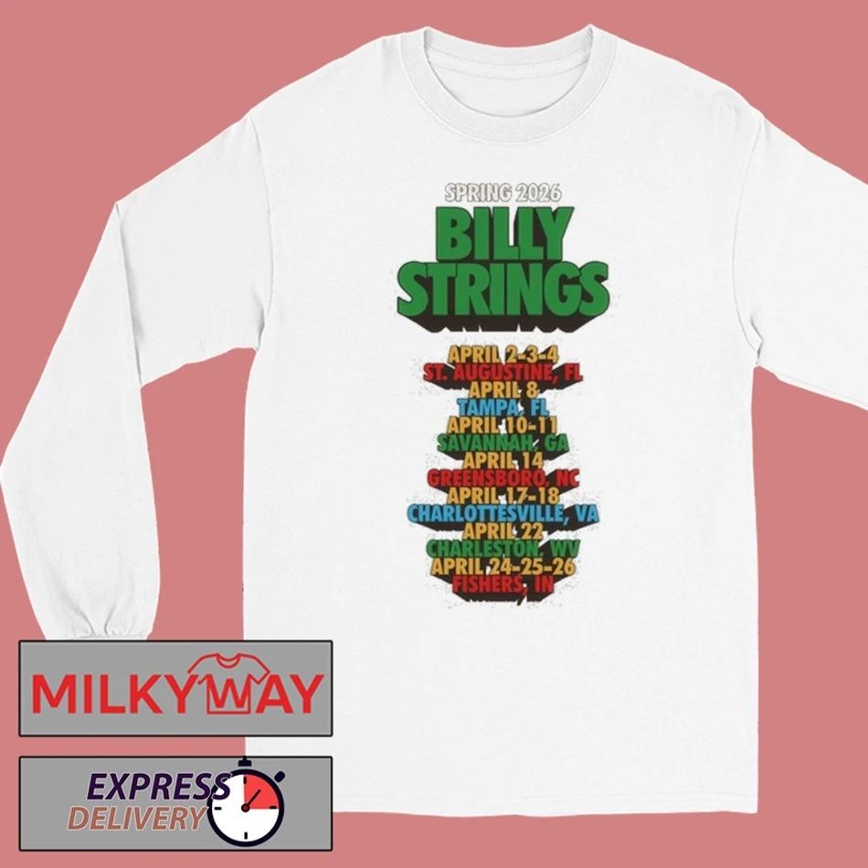 Billy Strings Spring 2026 Tour Funky Text Tee with Dates shirt