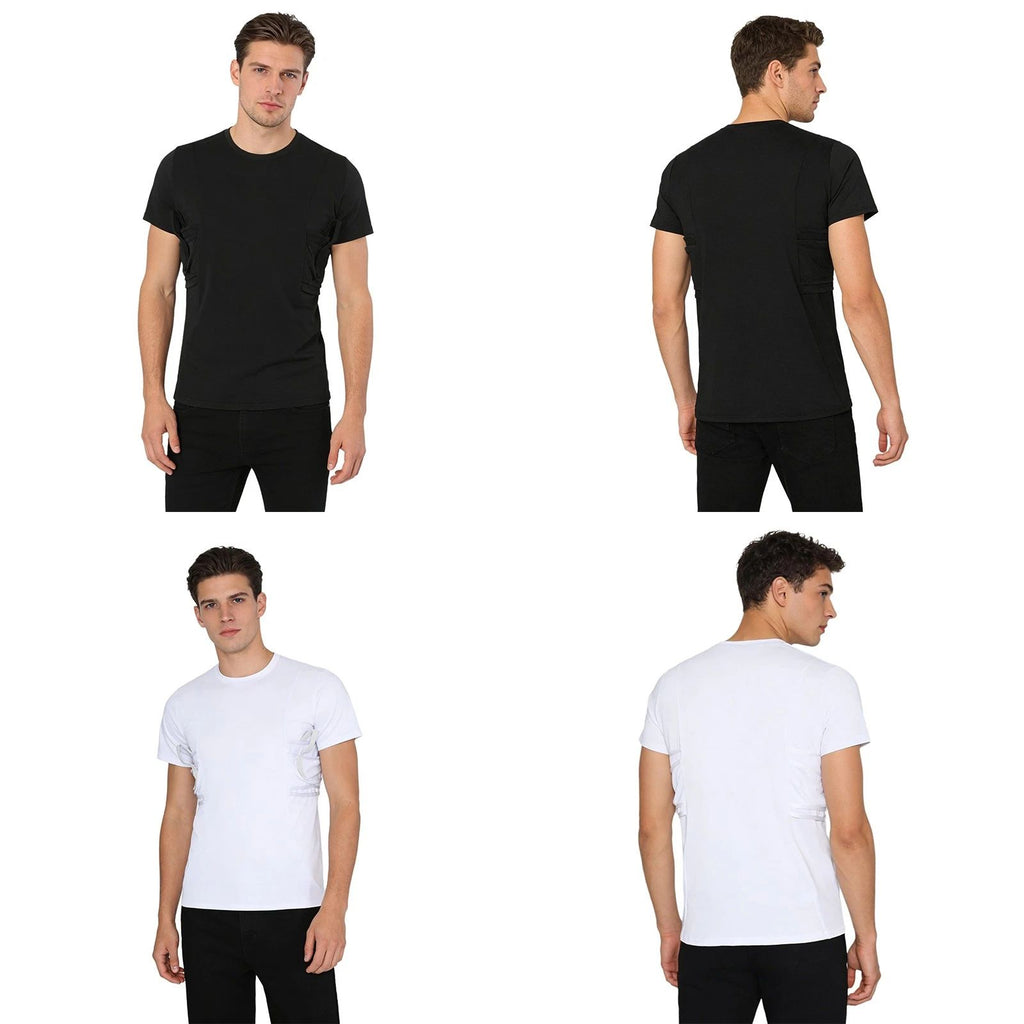 Men T-shirt Outdoor Tops Military Shirt Combat Round Neck Stretchy Conceal