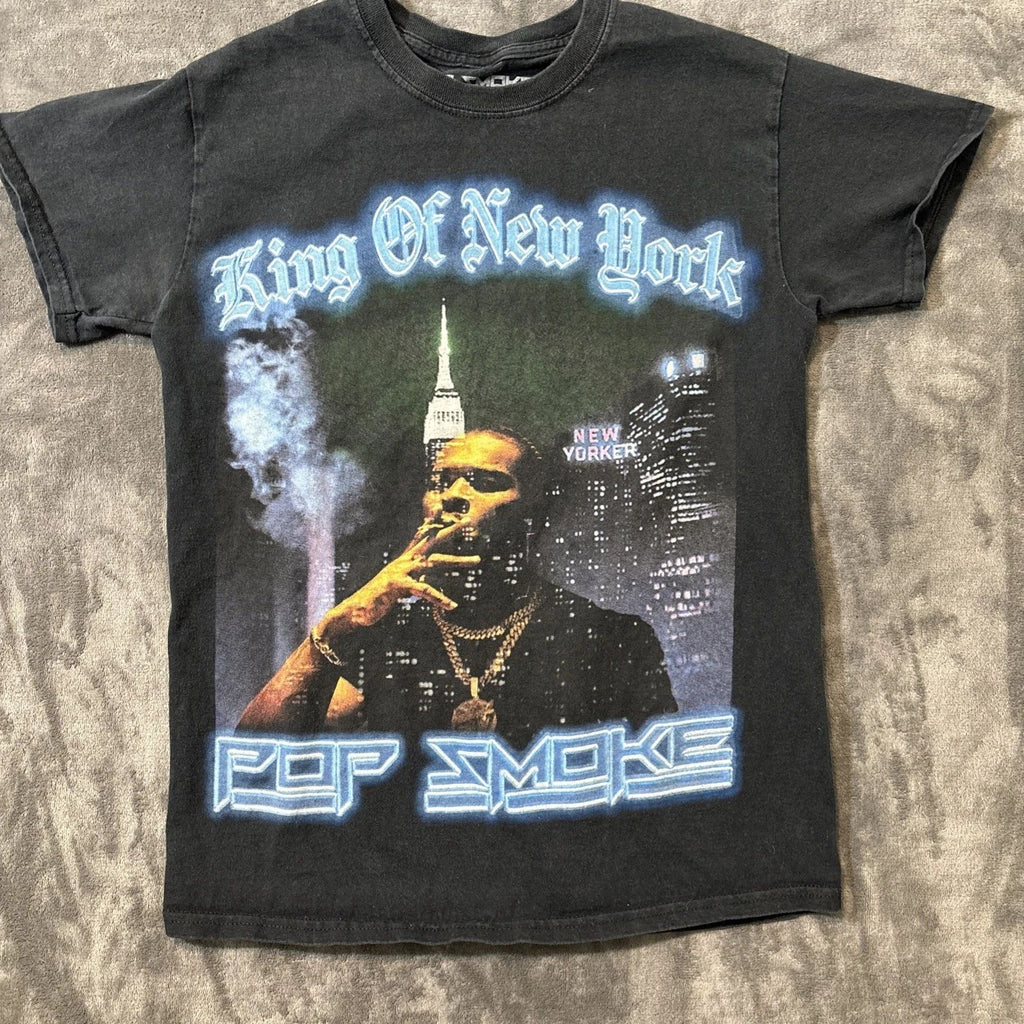 Pop Smoke King Of New York Mens Graphic Blk T-Shirt S Rap Hip Hop Street Fashion