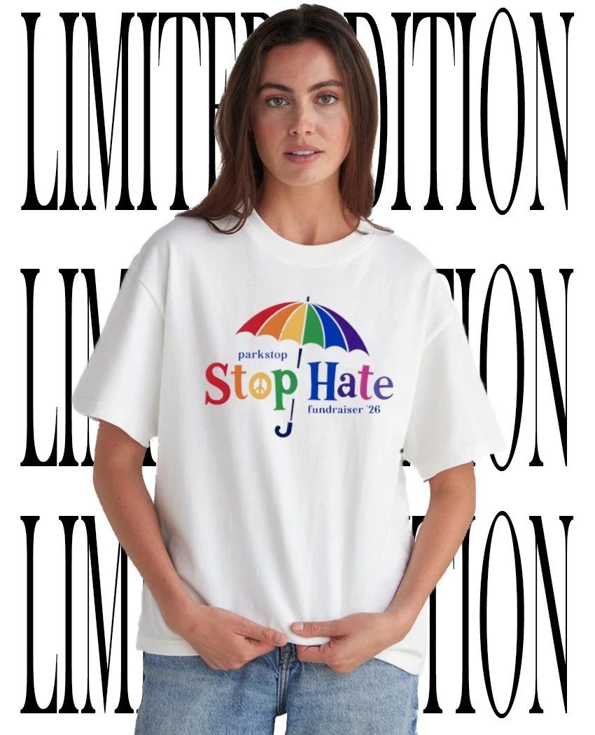 Parkstop Stop Hate Fundraiser 2026 Pride umbrella shirt