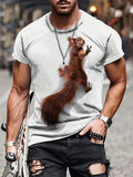 Casual Trendy New Round Neck Short Sleeve T-Shirt with Solid Color 3D Print Real