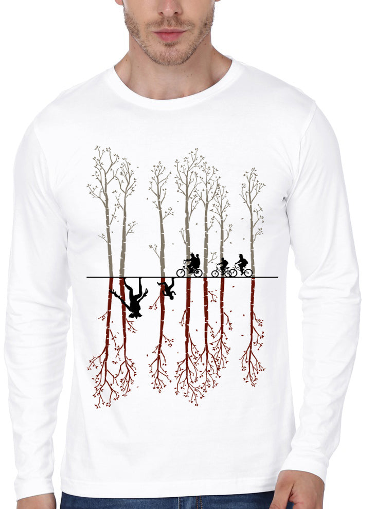The Upside Down Full Sleeve White T-Shirt Hoodie, Sweatshirt | PureTeeCo.com