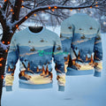Us Army 1954 Bell 47g American Airlines In The Snowy Christmas Sky Ugly Sweater Best Gift