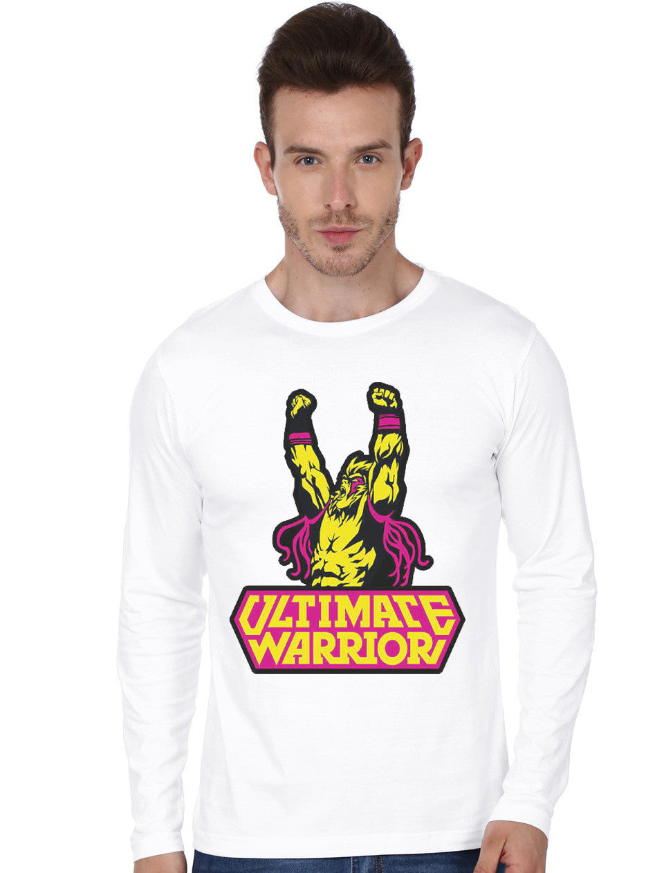 Ultimate Warrior White Full Sleeve T-Shirt Hoodie, Sweatshirt | PureTeeCo.com