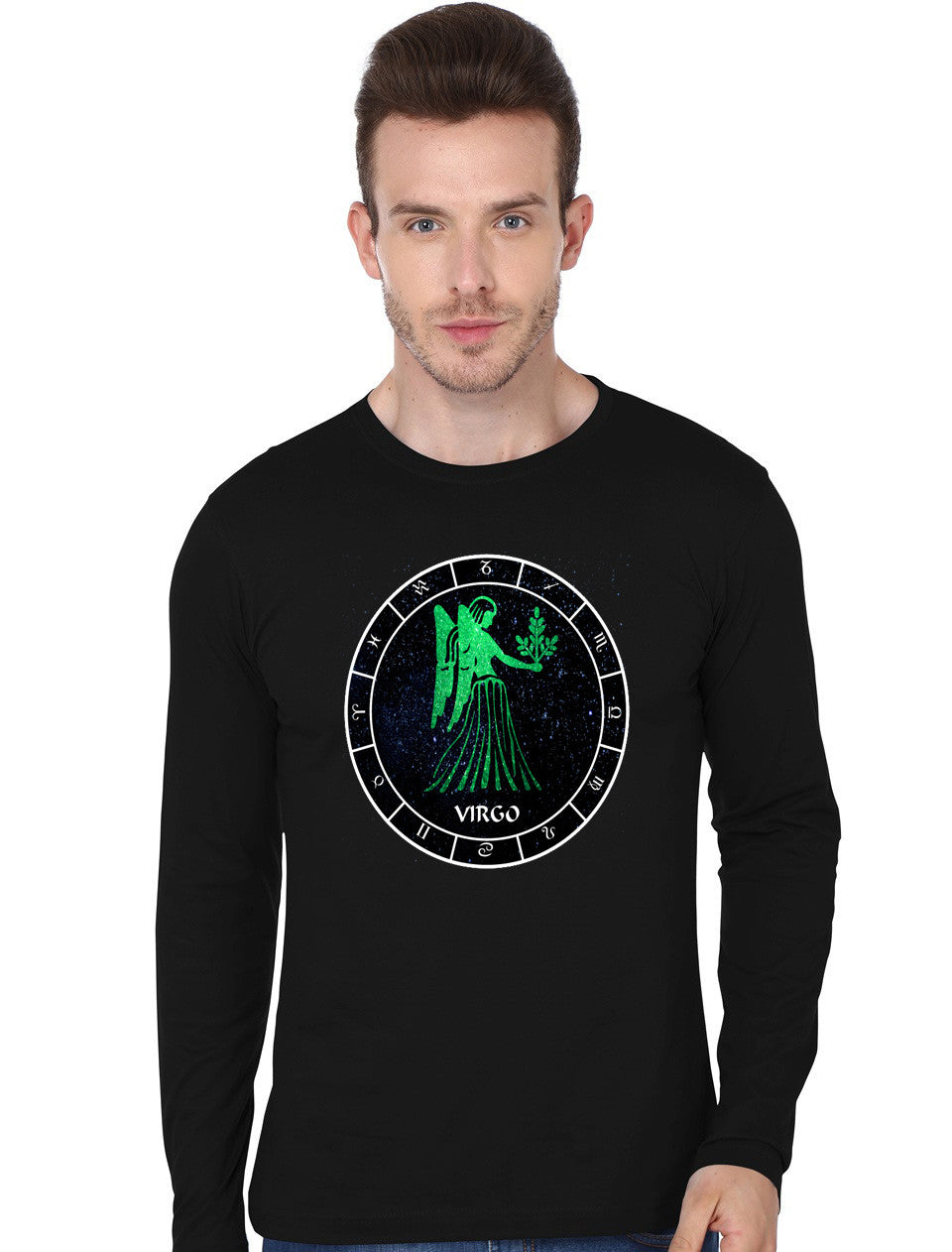Virgo Black Full Sleeve T-Shirt Hoodie, Sweatshirt | PureTeeCo.com