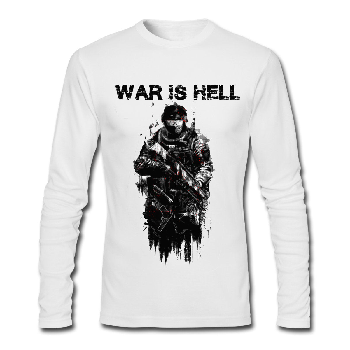 War Is Hell White Full Sleeve Tee Hoodie, Sweatshirt | PureTeeCo.com
