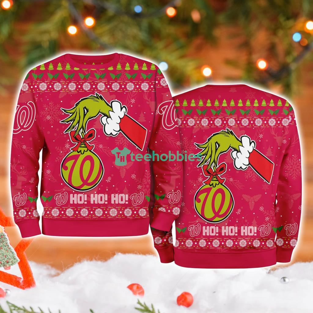 Washington Nationals Mlb Grinch Hand Ugly Christmas Sweater 3D