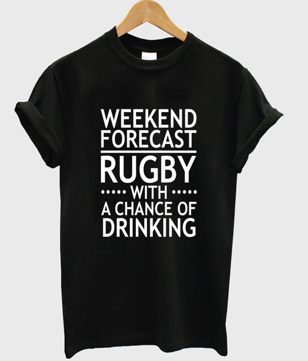 weekend forecast rugby with a chance of drinking t-shirt Hoodie, Sweatshirt | PureTeeCo.com