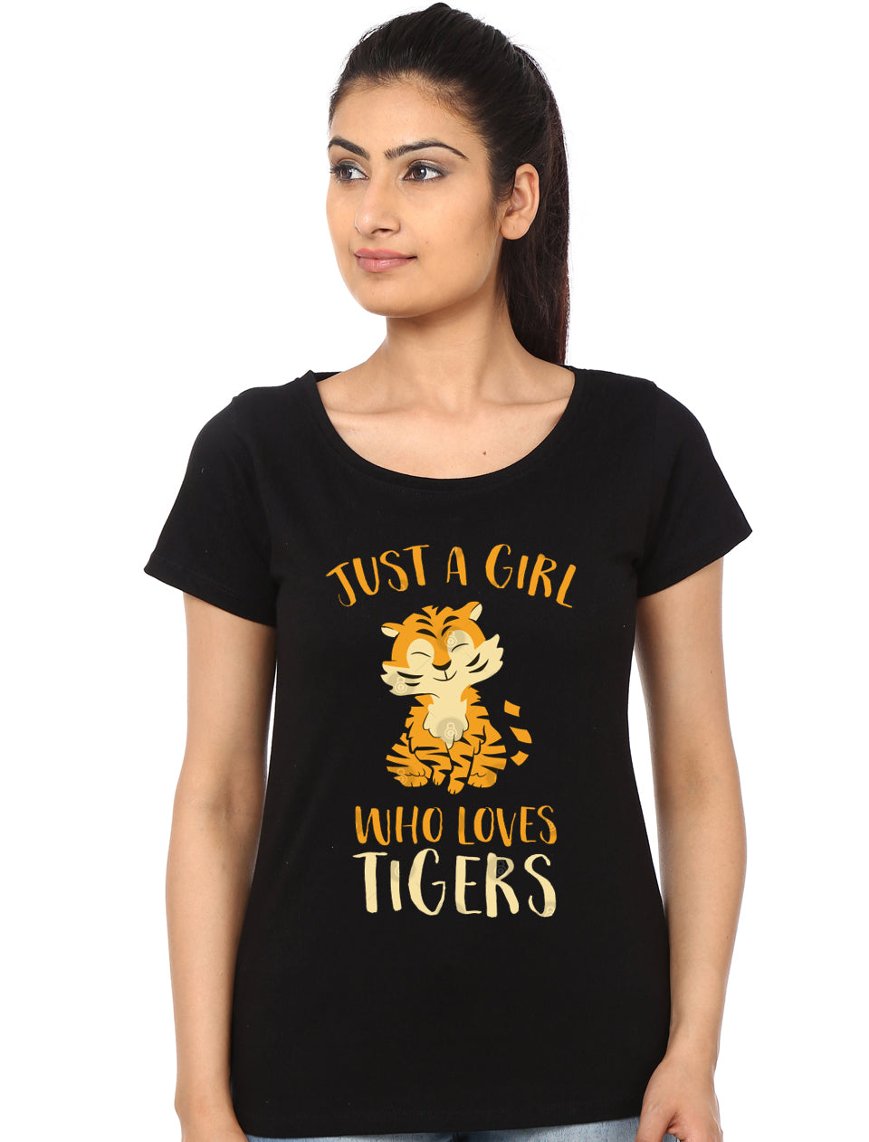 Just A Girl Who Loves Tigers Cute Tiger Girl T-Shirt Hoodie, Sweatshirt | PureTeeCo.com