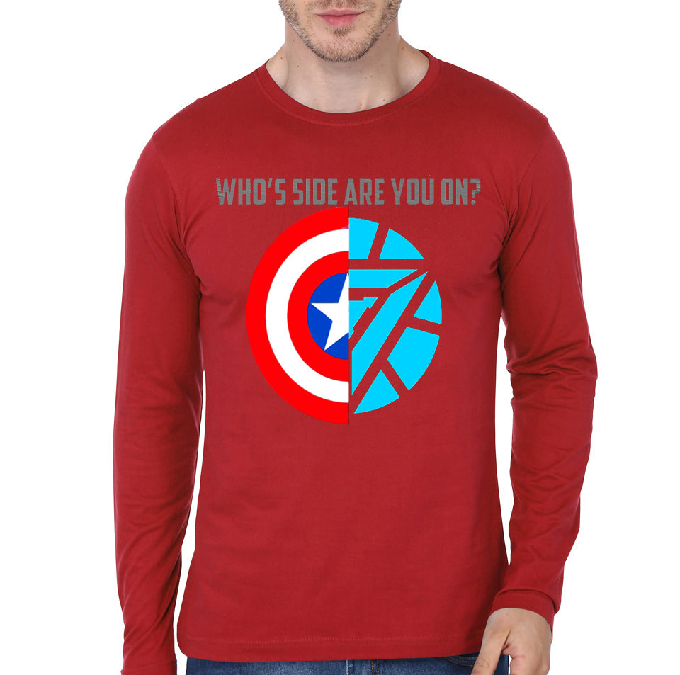 Whose Side Are You Red Full Sleeve Tee Hoodie, Sweatshirt | PureTeeCo.com