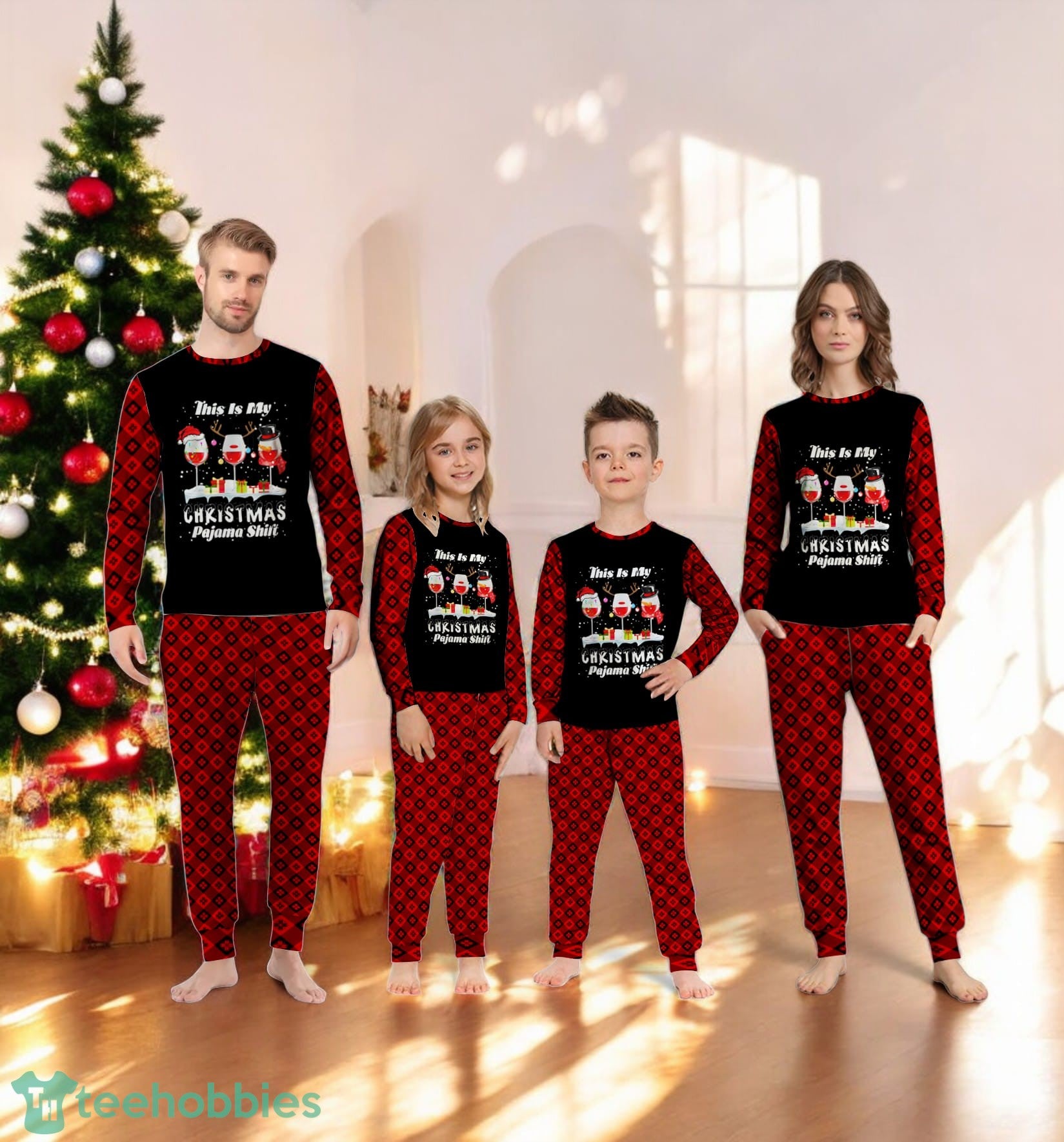 Wine Glasses This Is My Christmas Pajama Family Matching Pajama Set