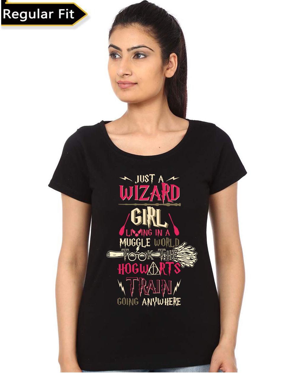 Just A Wizard Girls Black Top T-Shirts, Hoodie, Sweatshirt | PureTeeCo.com