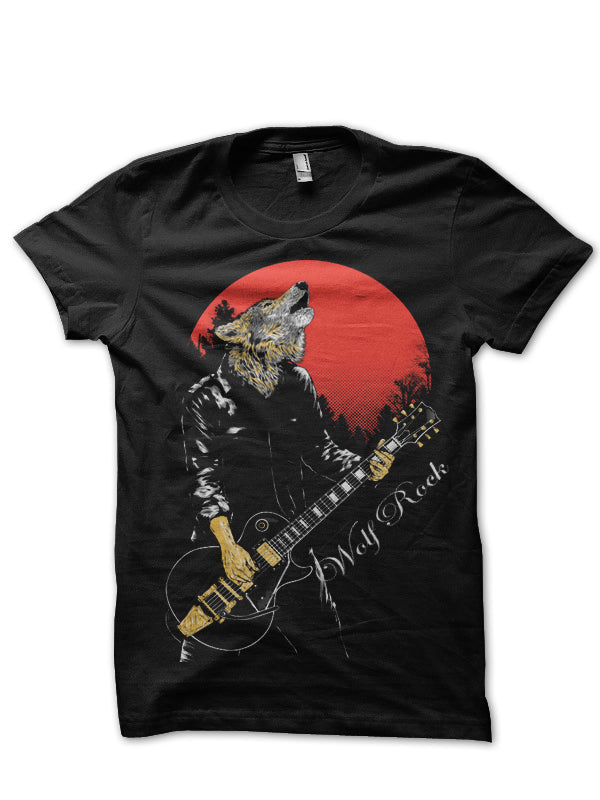 Wolf Rock Black Tee Hoodie, Sweatshirt | PureTeeCo.com