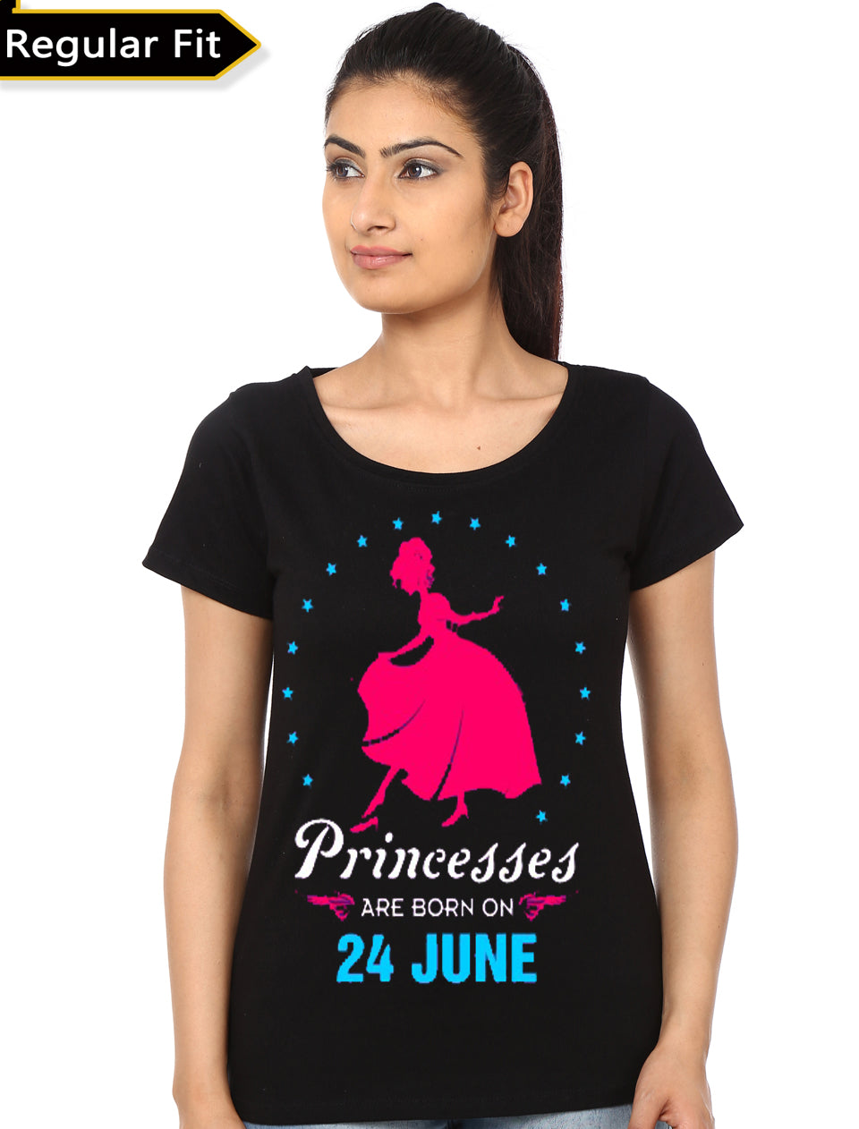 Princess Are Born In 24 June Black T-Shirt Hoodie, Sweatshirt | PureTeeCo.com