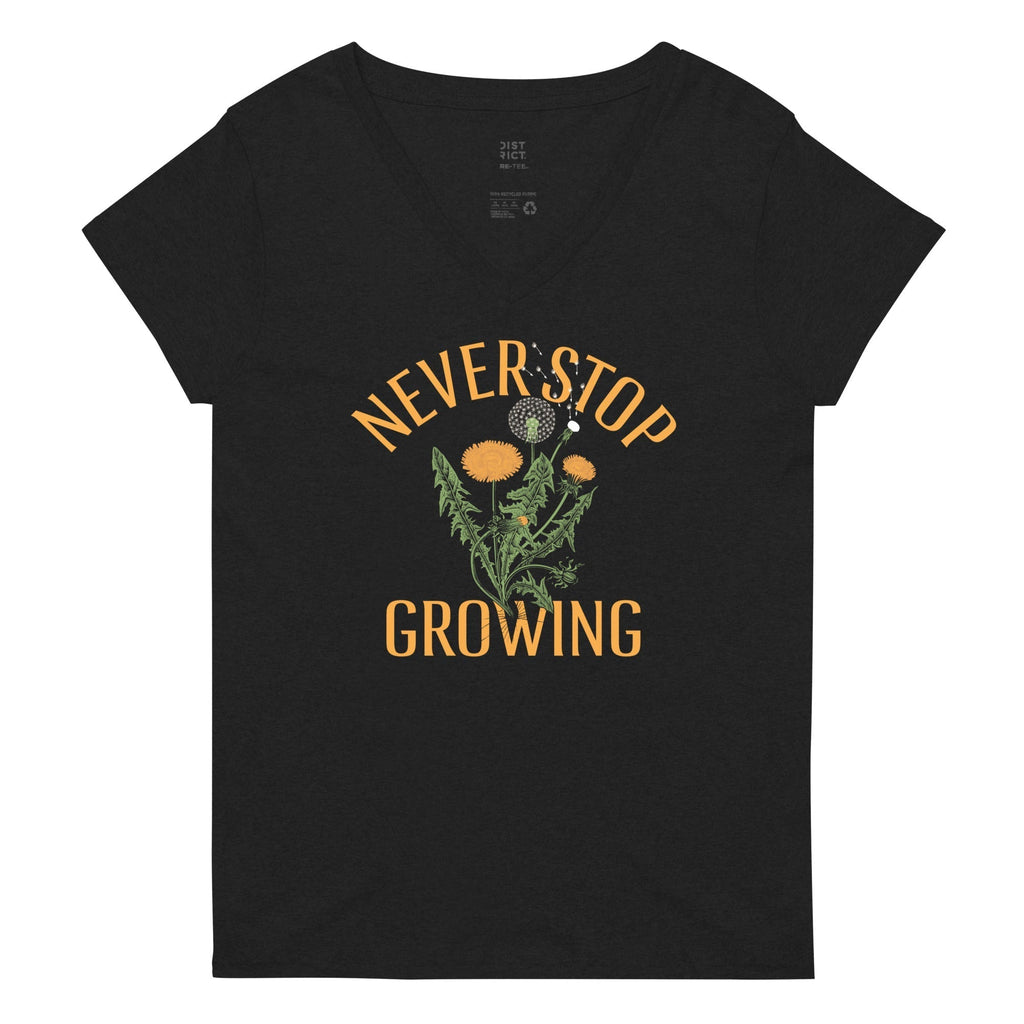 Never Stop Growing Women's V-Neck Tee Hoodie, Sweatshirt | PureTeeCo.com (Image 1)