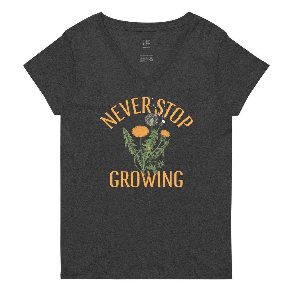 Never Stop Growing Women's V-Neck Tee Hoodie, Sweatshirt | PureTeeCo.com (Image 2)