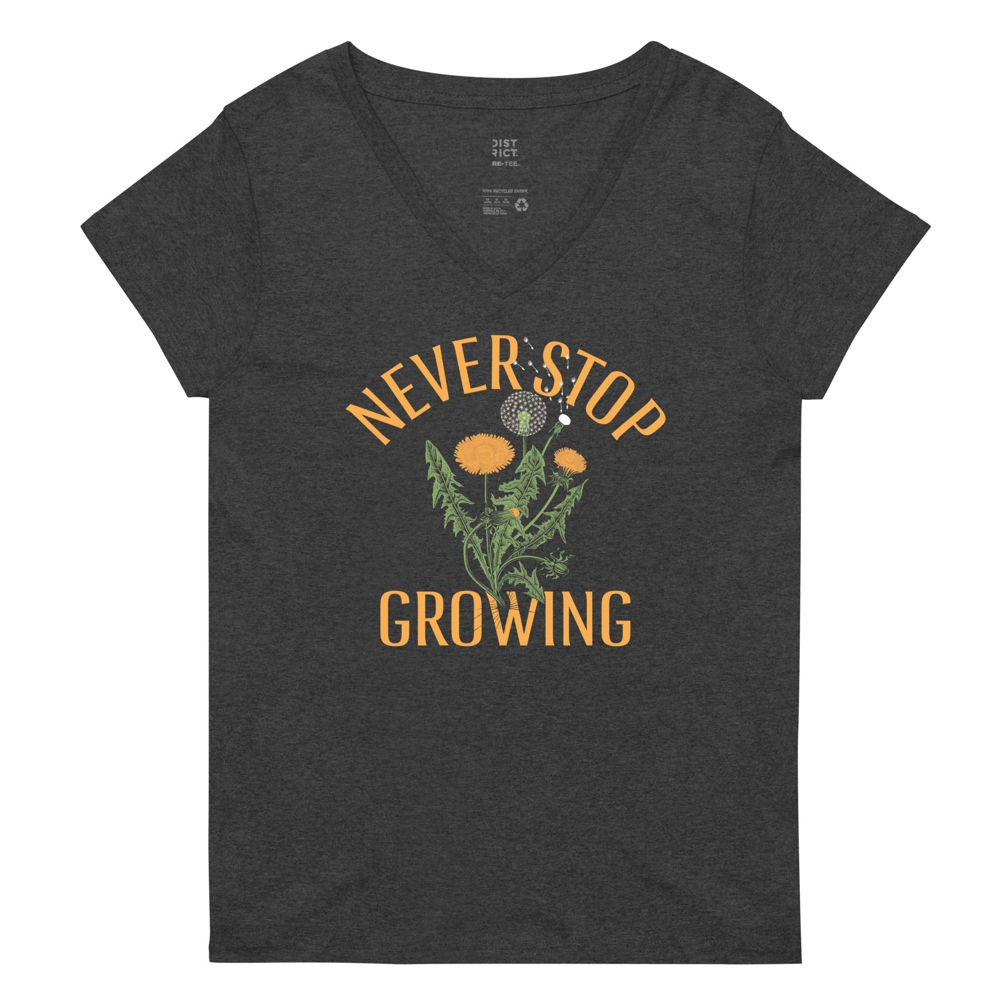 Never Stop Growing Women's V-Neck Tee Hoodie, Sweatshirt | PureTeeCo.com (Image 2)