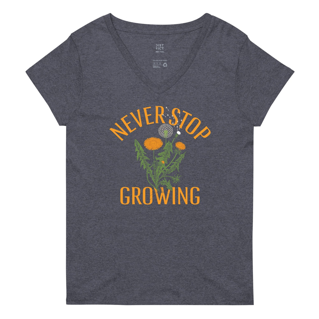 Never Stop Growing Women's V-Neck Tee Hoodie, Sweatshirt | PureTeeCo.com (Image 3)